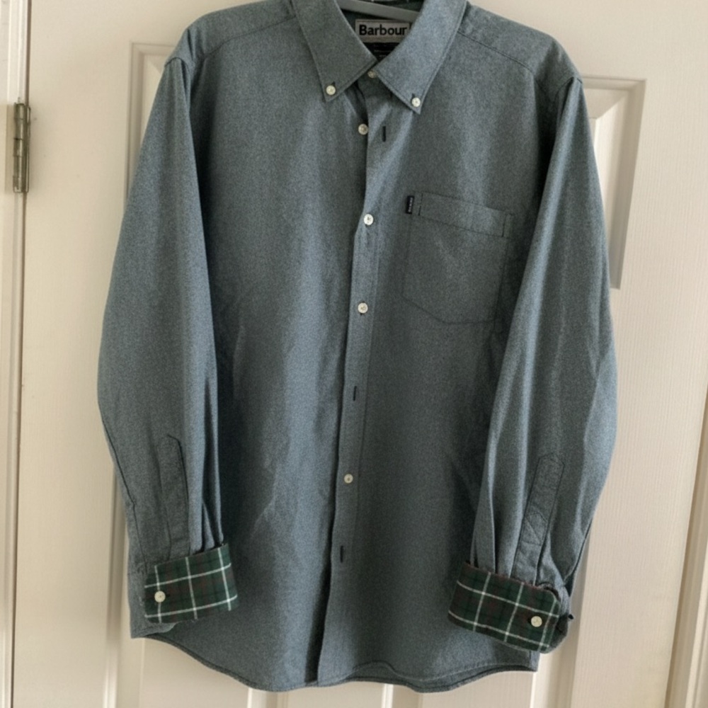 Barbour Theo Tailored Fit Shirt - Green Melange - Small